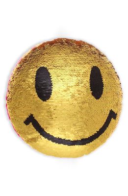 Capelli New York Sequin Emoji Pillow in Gold/Pink