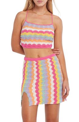 Capittana Holly Crochet Cover-Up Crop Top in Multicolor