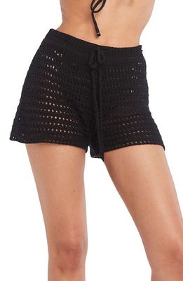 Capittana Nora Open Knit Cover-Up Shorts in Black