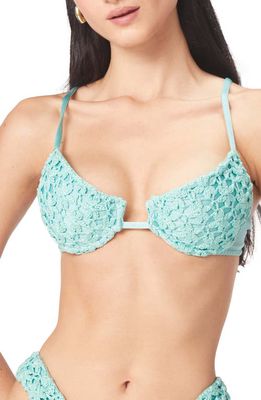 Capittana Savanah Floral Crochet Bikini Top in Blue