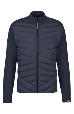 Capranea Noirmont Merino Wool Zip Puffer Cardigan in Midnight Navy