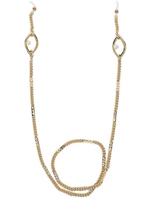 Capsule Eleven pearl-embellished chain-link keyring - Gold