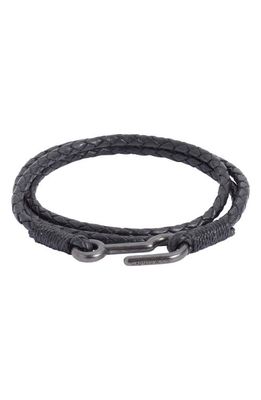 Caputo & Co. Braided Leather Wrap Bracelet in Black