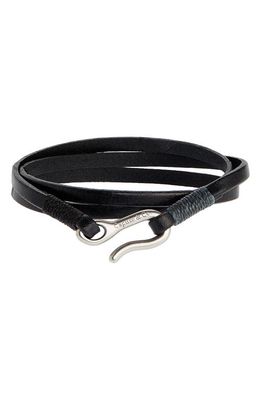 Caputo & Co. Leather Wrap Bracelet in Black