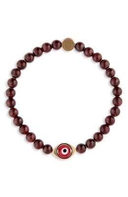 Caputo & Co. Men's Evil Eye Bead Stretch Bracelet in Red Garnet
