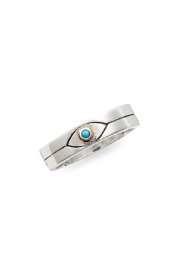 Caputo & Co. Men's Evil Eye Turquoise Ring in Silver/Turquoise