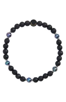 Caputo & Co. Men's Freshwater Pearl & Lava Stone Stretch Bracelet 