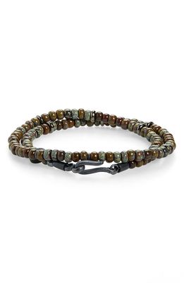 Caputo & Co. Men's Glass Bead Double Wrap Bracelet in Olive Combo