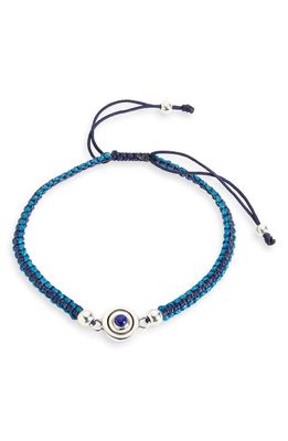 Caputo & Co. Men's Reversible Evil Eye Macramé Bracelet in Blue Topaz Lapis