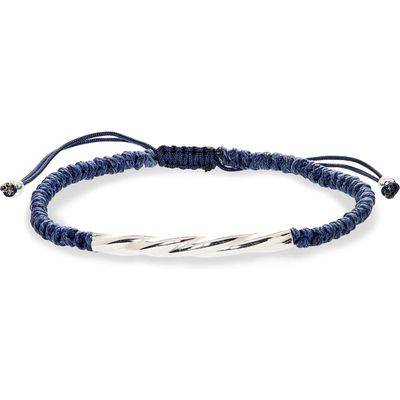 Caputo & Co. Men's Twisted Tube Macramé Slider Bracelet in Navy 