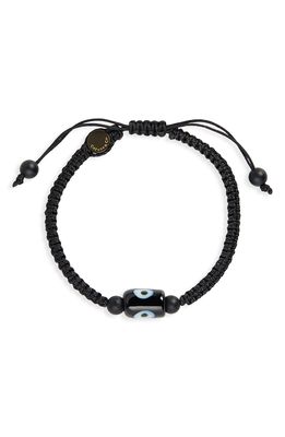 Caputo & Co. Murano Glass Evil Eye Macrame Adjustable Bracelet in Black