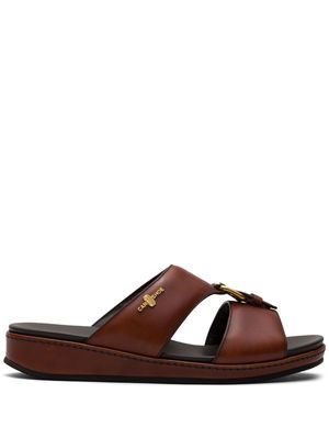 Car Shoe buckle-embellished flat sandals - Brown