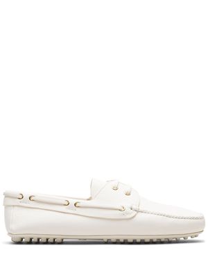 Car Shoe Deer lace-up leather loafers - White