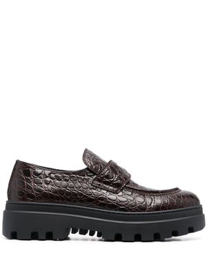 Car Shoe embossed crocodile effect loafers - Brown
