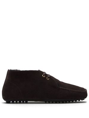 Car Shoe fur-lined suede driving boots - Brown