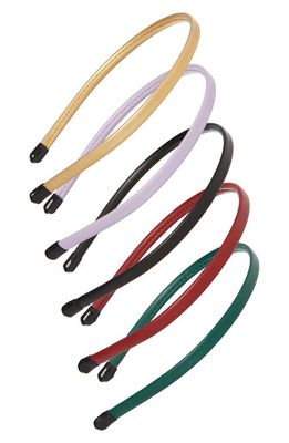 Cara Assorted 5-Pack Faux Leather Headbands in Multi