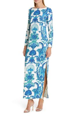 Cara Cara Aria Long Sleeve Maxi Dress in Peacock Blue