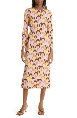Cara Cara Celeste Geo Print Cutout Cotton Jersey Dress in Geo Lavender Zest