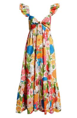 Cara Cara Ileana Floral Cotton Poplin Maxi Dress in Happy Garden