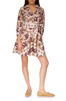 Cara Cara Leona Long Sleeve Fit & Flare Shirtdress in Retro Floral Turtledove