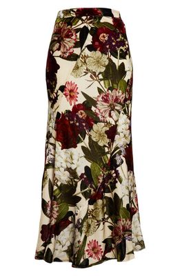Cara Cara Naomi Floral Velvet Skirt in Garden Flora Turtledove