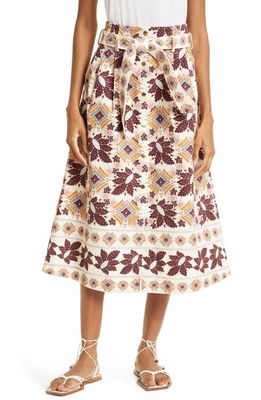 Cara Cara Oslo Print Denim Skirt in Retro Floral Turtledove