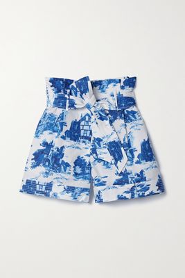 Cara Cara - Whittaker Belted Printed Linen Shorts - Blue