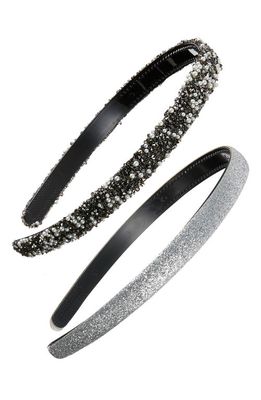 Cara Kids' Assorted 2-Pack Glitter Headbands in Silver