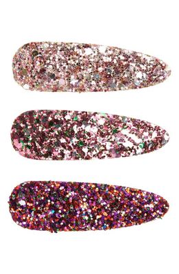 Cara Kids' Assorted 3-Pack Glitter Hair Clips in Pink Multi