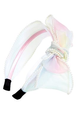 Cara Kids' Pastel Bow Imitation Pearl Headband in Pink/Blue Multi