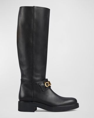 Cara Logo Leather Riding Boots