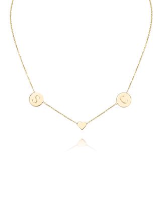 Cara Solid 14k Gold Heart & Disc Pendant Necklace