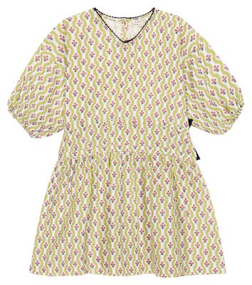 Caramel Agathis printed linen-blend dress