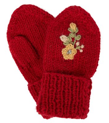 Caramel Petral embroidered wool-blend mittens