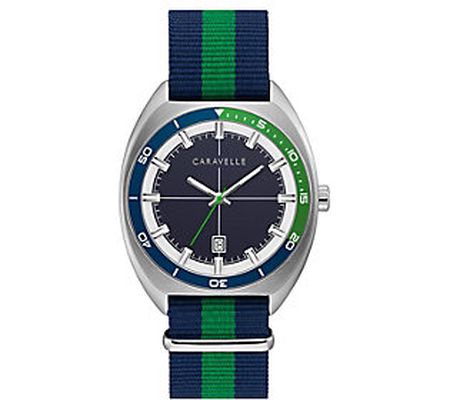 Caravelle by Bulova Men's Blue & Green Nylon S trap Watch