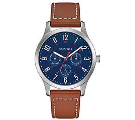 Caravelle by Bulova Men's Blue Dial Watch w/ Leather Band