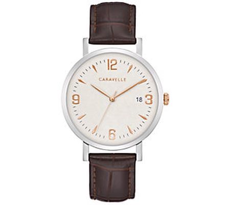 Caravelle by Bulova Men's Brown Leather Strap Watch