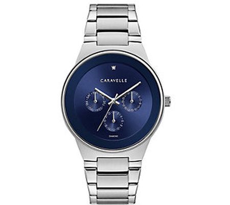 Caravelle by Bulova Men's Diamond Accent Blue D ial Watch