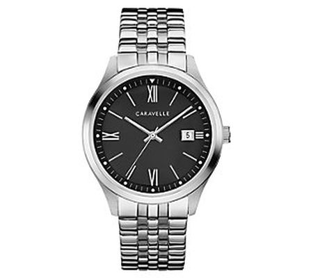 Caravelle by Bulova Men's Stainless Black D ial Watch
