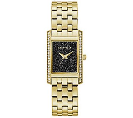 Caravelle by Bulova Women's Goldtone Black Crys tal Watch
