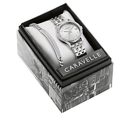 Caravelle by Bulova Women's Stainless Watch & B racelet Set