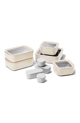 CARAWAY 14-Piece Food Storage Glass Container Set in Cream