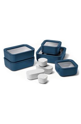 CARAWAY 14-Piece Food Storage Glass Container Set in Navy