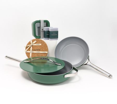 Caraway 3-Pc Ceramic Nonstick Cookware Set & Container