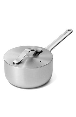 CARAWAY Nonstick Ceramic 1.75-Quart Sauce Pan with Lid in Stainless Steel