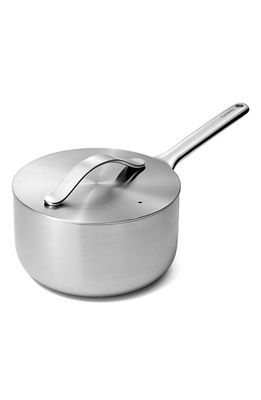 CARAWAY Nonstick Ceramic 3-Quart Sauce Pan with Lid in Stainless Steel