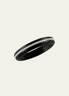 Carbon Fiber Ring with Diamonds and White Gold