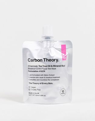 Carbon Theory Charcoal, Tea Tree Oil & Mineral Mud Breakout Control Facial Wet Mask 50ml-No color