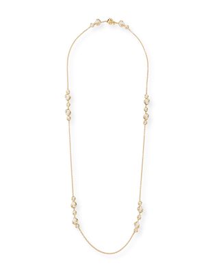 Cardan 18k Yellow Gold White Agate Necklace, 40"L