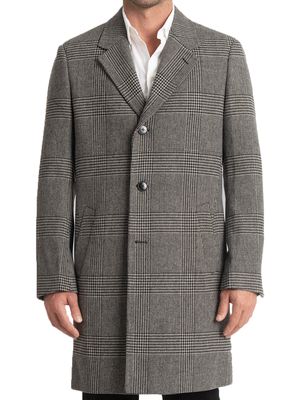 Cardinal of Canada Men's Sidney Single Breasted Topcoat in Glen Plaid